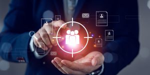 Know your customer (KYC) concept. Finding the target audience of a business, thinking about marketing to find customers, customer service, social media. digital marketing online.