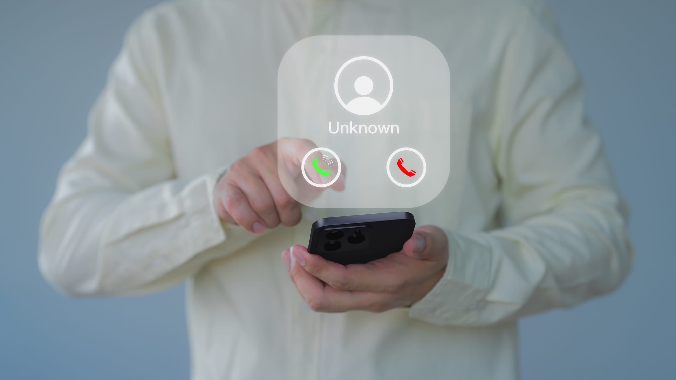 Man answering the incoming call. The phone call was from an unknown number