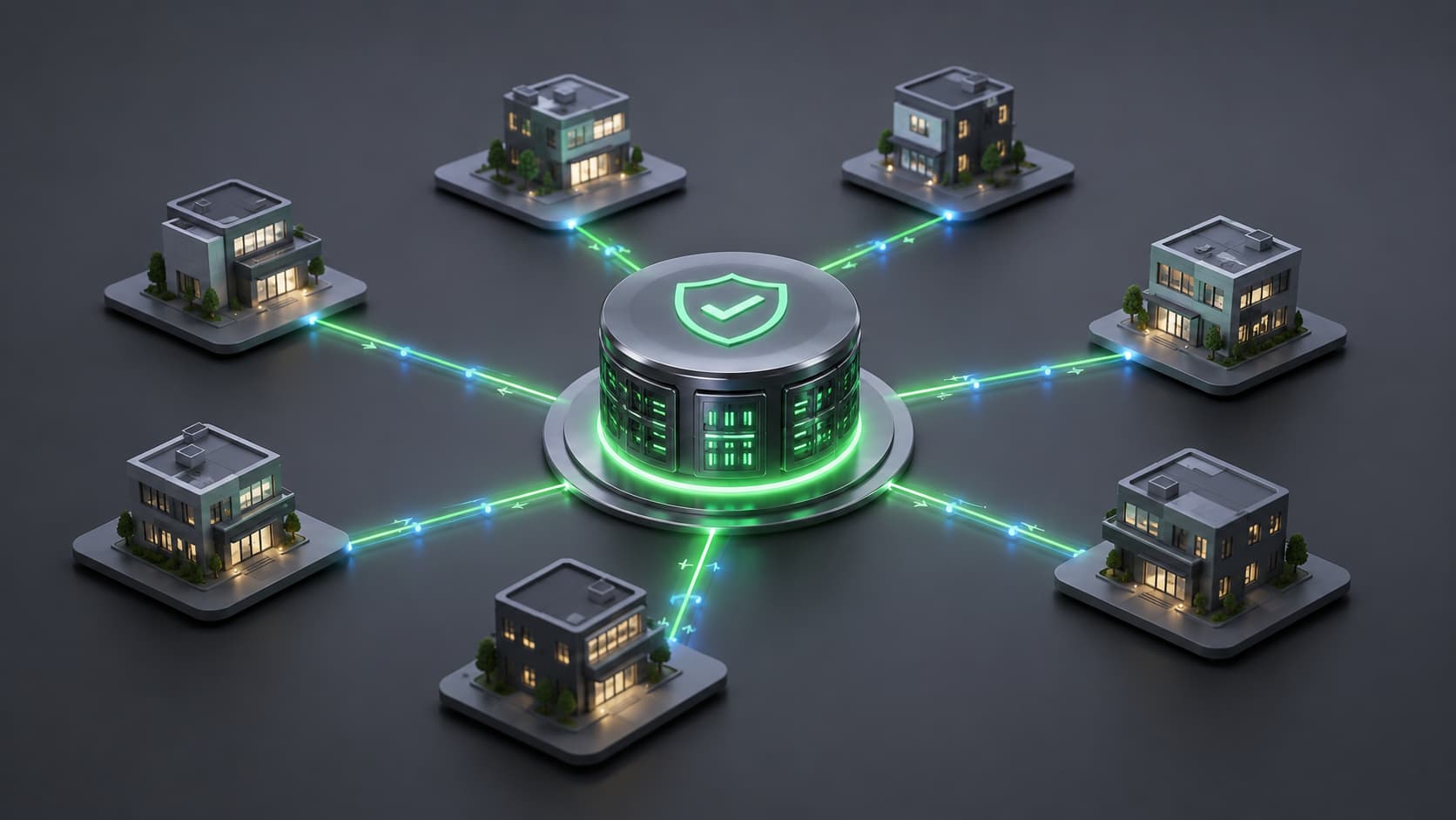 Multiple office locations connected to a central compliance hub representing centralized DNC management
