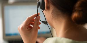 Woman working in a call center